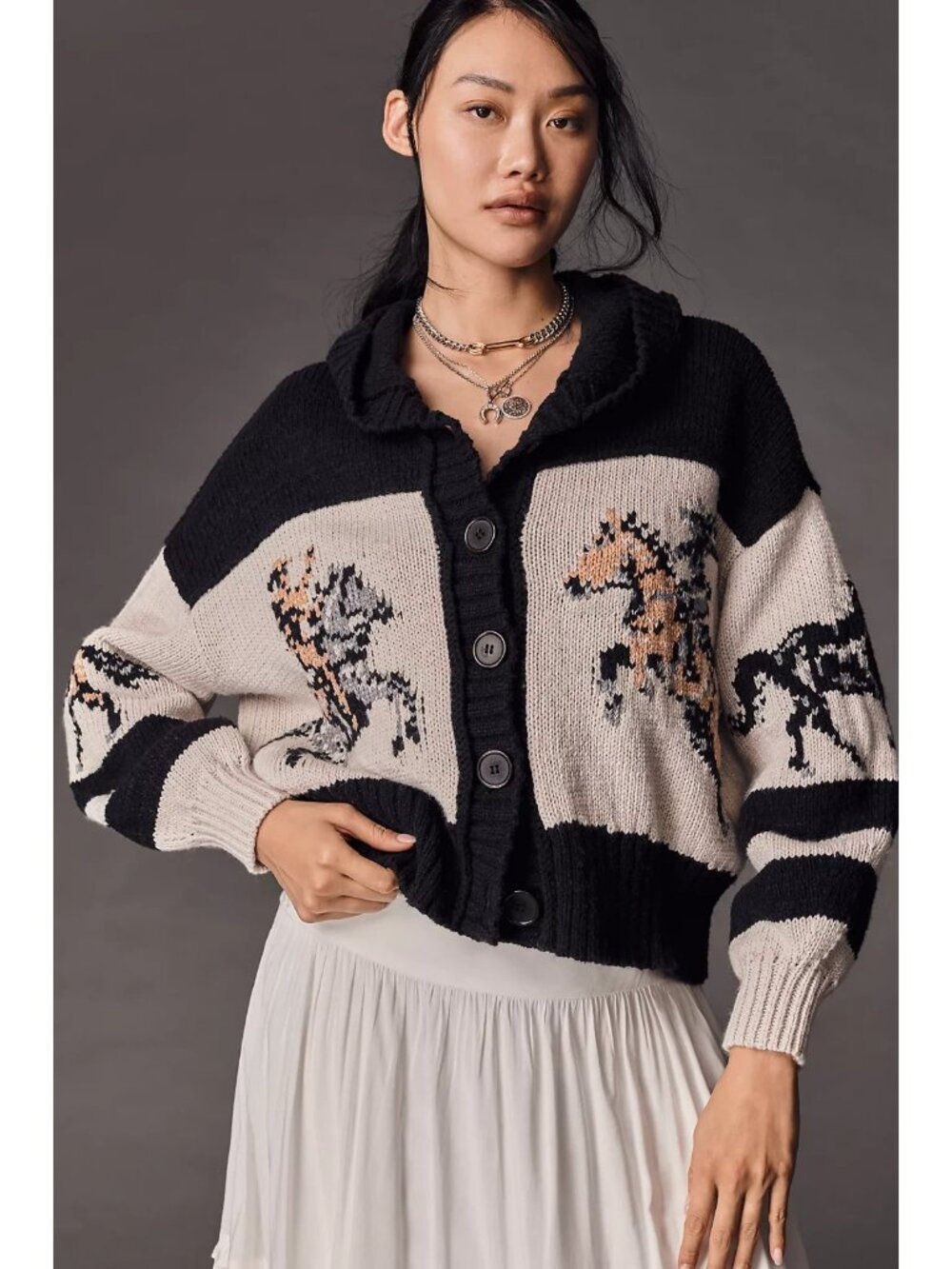 Anthropologie Pilcro Horse Graphic Cardigan Sweater XS - Picture 2 of 3